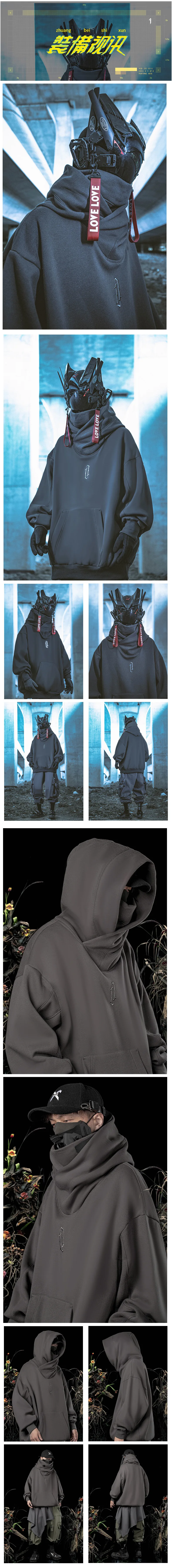 HKSH Heavy Industry Spring Autumn Men's Tide Stacked Collar Sweatshirt Hooded Hoodies Loose Casual Solid Color Punk Coats HK0797