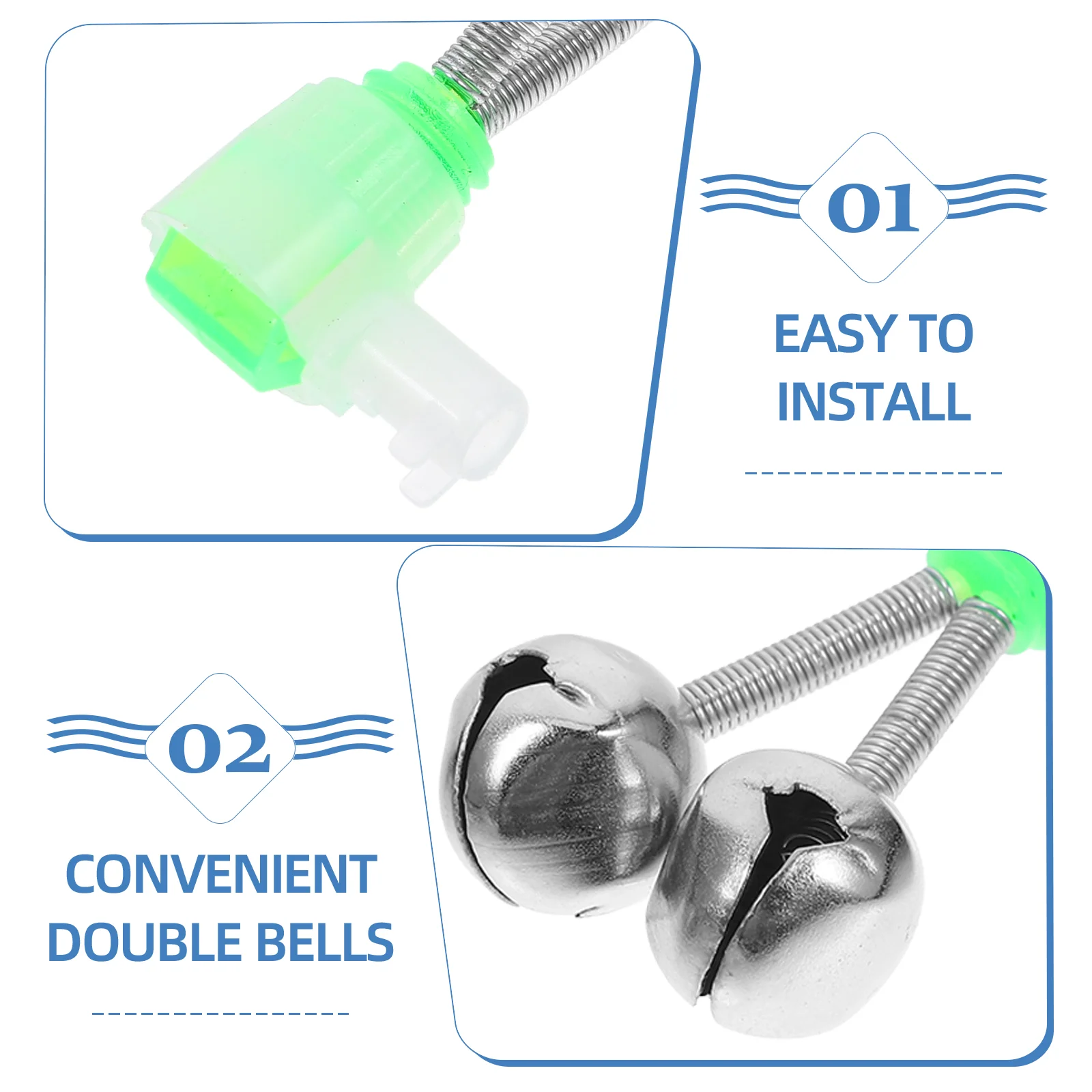 10 Pcs Fishing Rod Alarm Bells Clip Style Dual Bells Rod Clamp Tip Clip Twin Alert Bells fishing bell