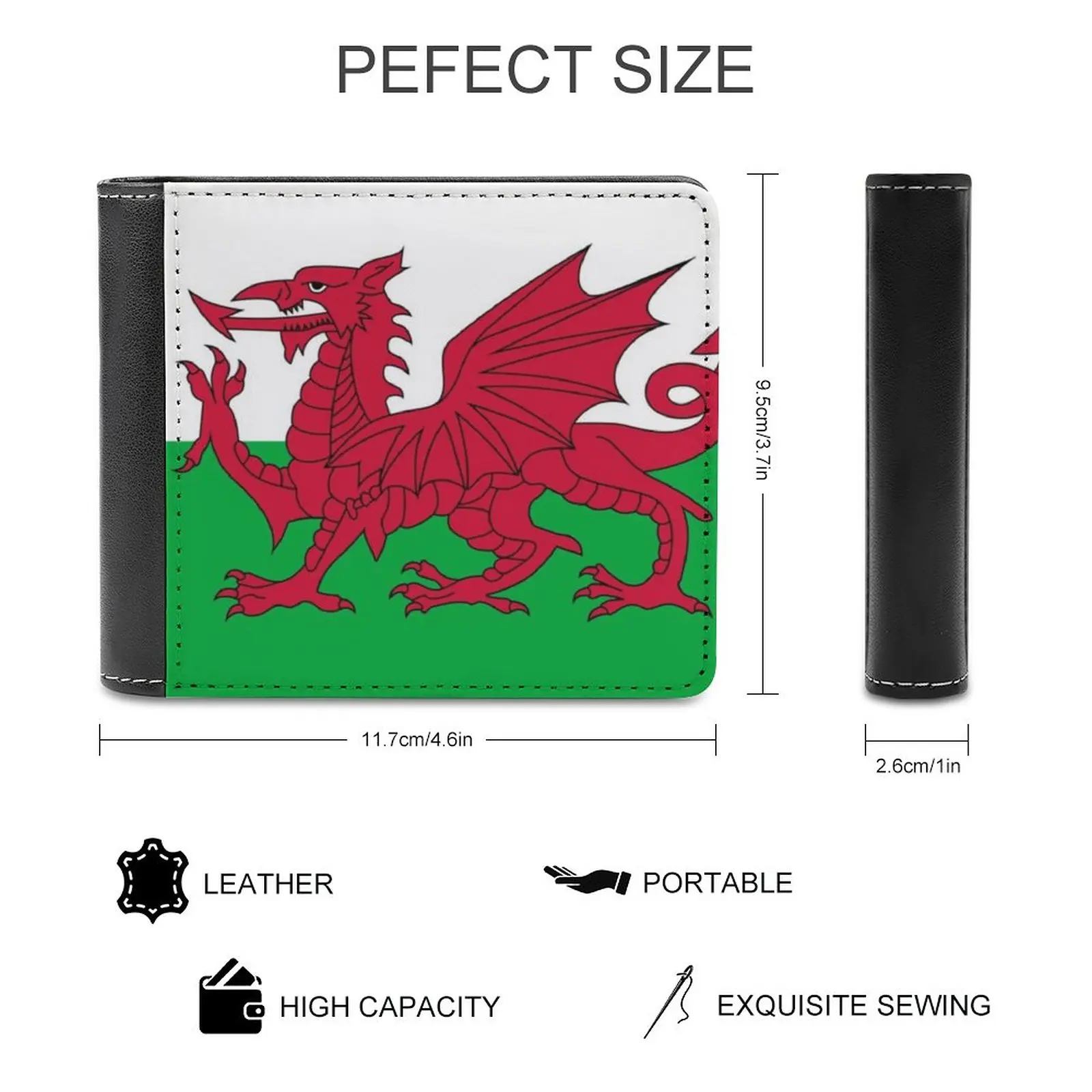 Flag Of Wales Welsh Flag Soft Men Wallets New Purse Credit Card Holders For Male Purses Men Wallet Dragon Flag Green Icon