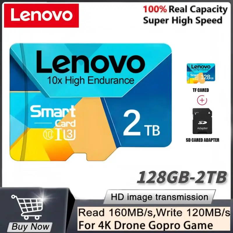 100% Lenovo 2TB SD Memory Card classe 10 SD/TF Flash Mamery Card 1TB Micro TF SD Card per Smartphone e Tablet PC originale