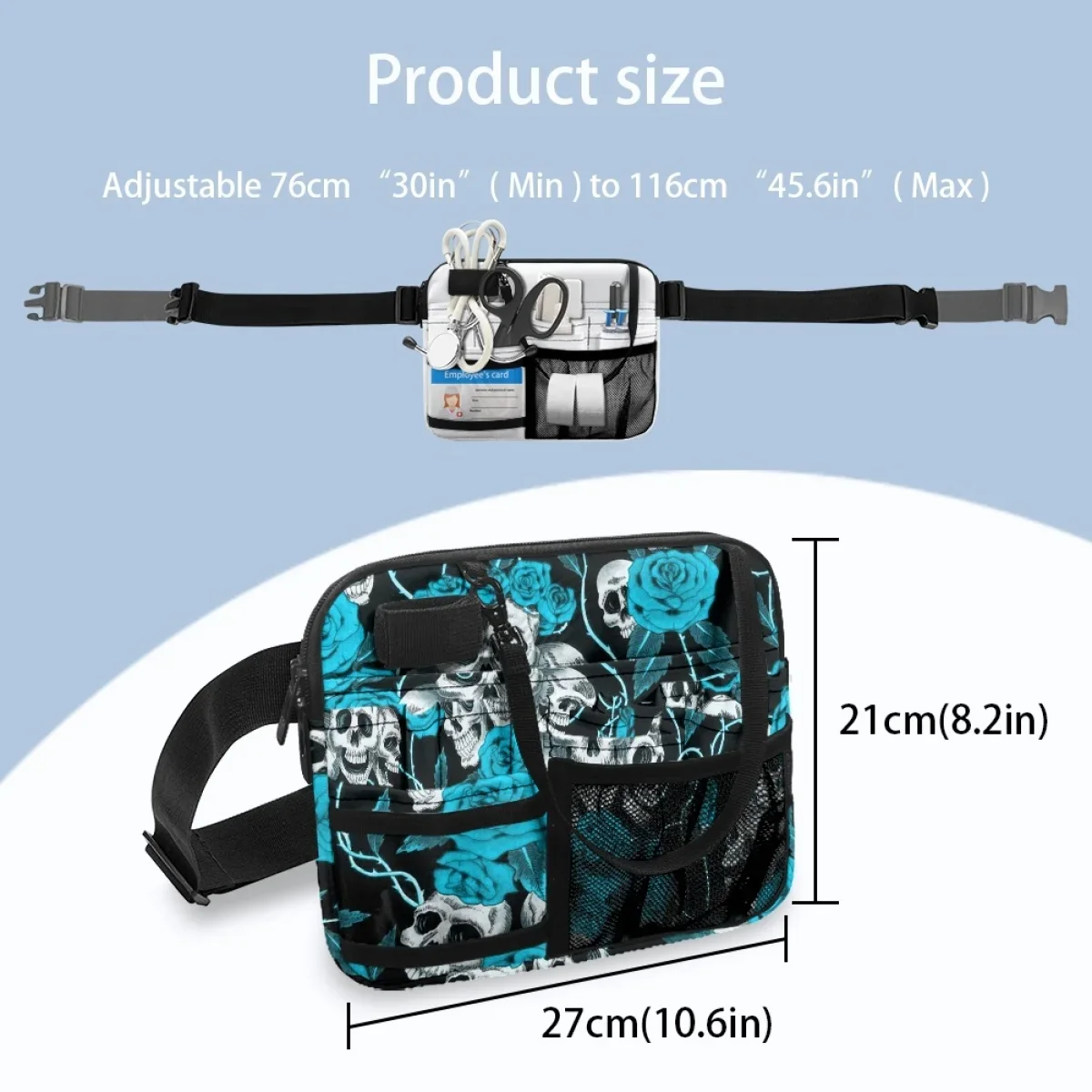 Dropshipping Skull Rose Design Portable Nurse Waist Bag Halloween Gift for Stethoscopes Bandage Scissor Medical Tool Holder New