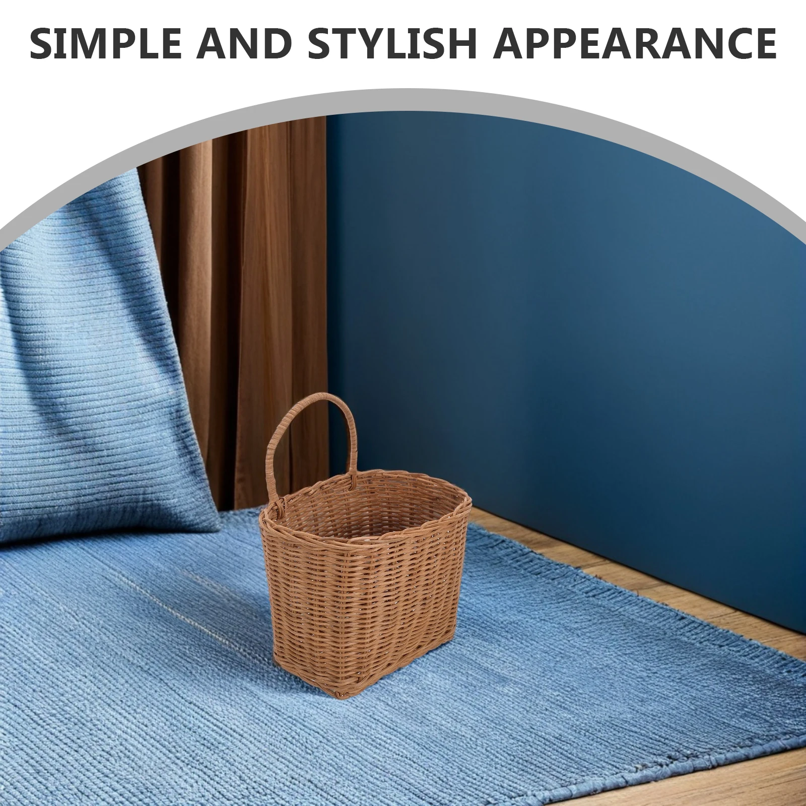 

Handwoven Rattan Hanging Basket Wall Storage Organizer Small Wicker Basket Kitchen Mail Fruit Vegetable Storage Box Brown