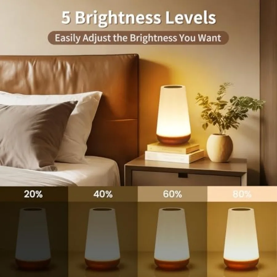 Night Light, Touch Bedside Table Lamp, Remote Control Dimmable Desk Lamp with RGB Color Changing, Portable Table Bedside Lamps view 3