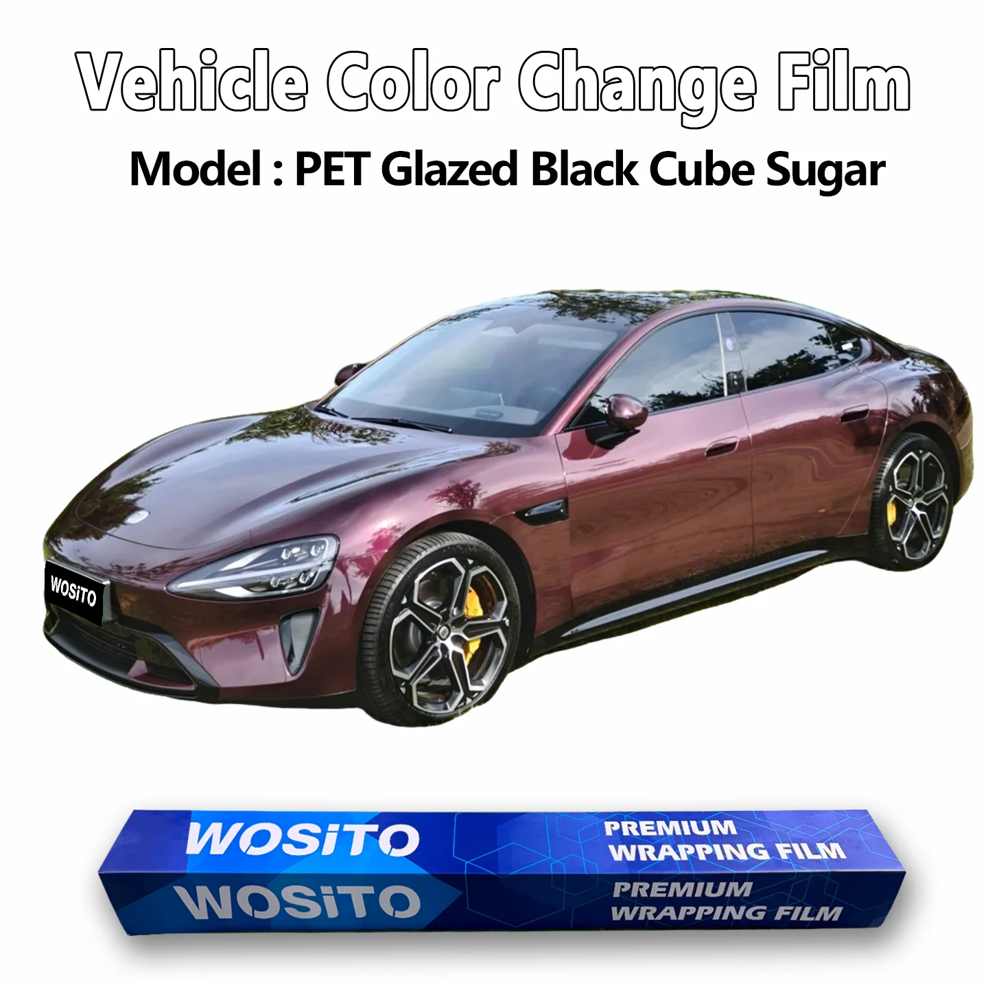PET Glazed Black Candy Red Car Wrap Vinyl Roll Glossy Color Shift Film Automotive Styling Factory Direct Supply