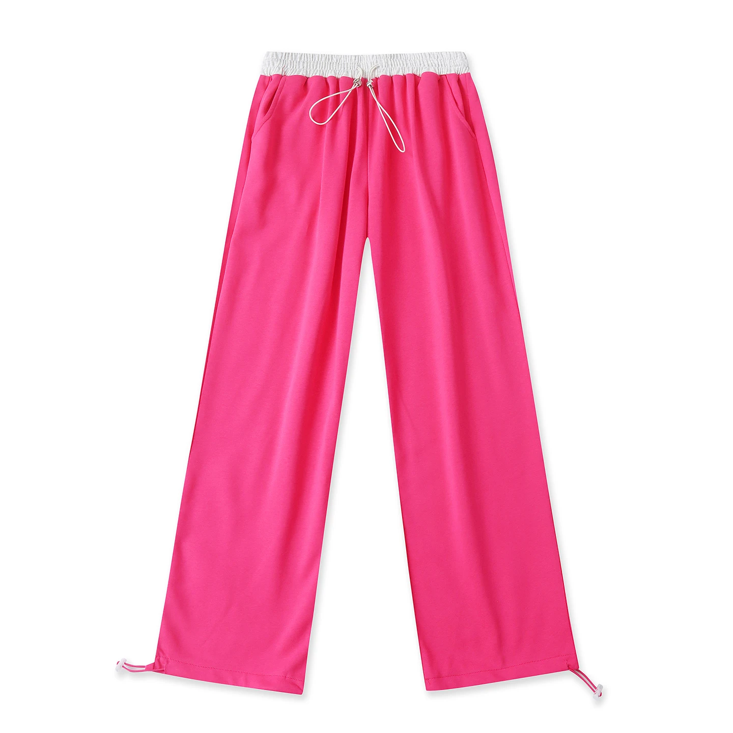 Casual High Waist Corduroy Trousers Spring New Style Women's Loose Fit Straight Leg Pants Color Block Candy Color Cuffed Pants