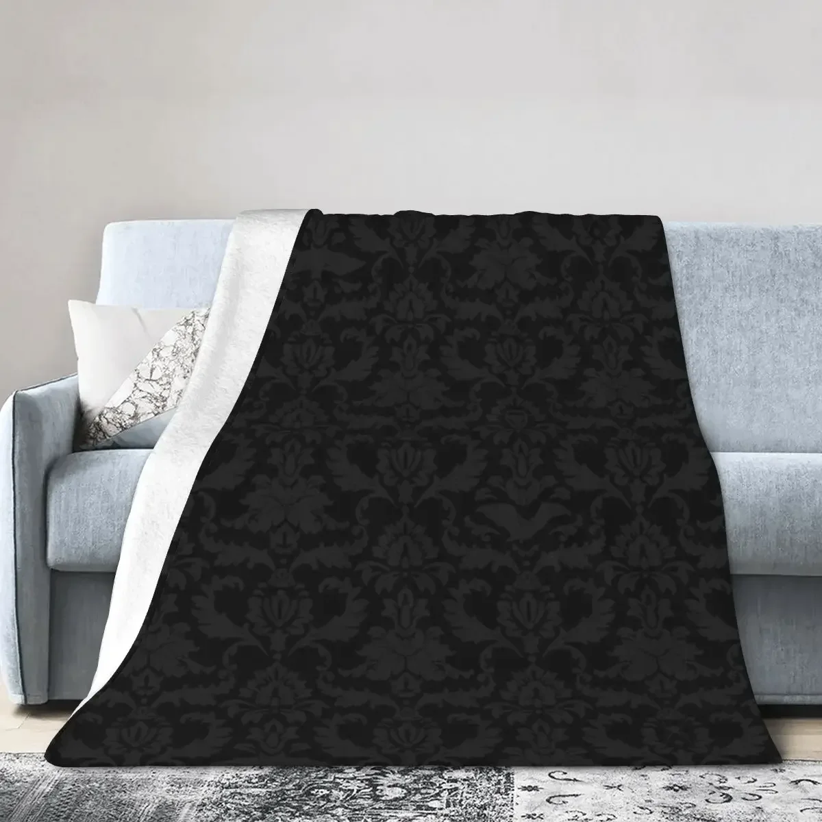 Victorian Gothic Pattern (Black) Blankets Soft Warm Flannel Throw Blanket Plush for Bed Living room Picnic Travel Home Sofa