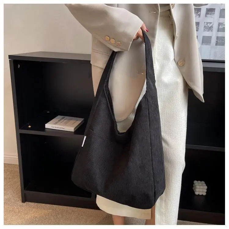 Canvas Shoulder Tote  Corduroy Simple Casual Large Capacity Designer Fast delivery Handbags For Women Travel Solid Shopper Bag