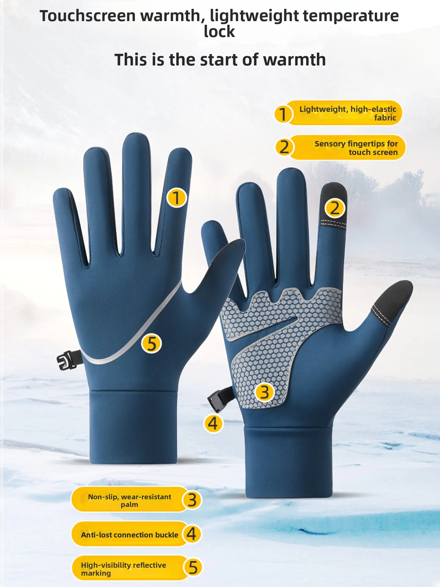 Touchscreen Gloves Men Women Thin Fleece Lined Riding  Vehicle Windproof Cold Proof Warm Anti-slip Autumn Winter