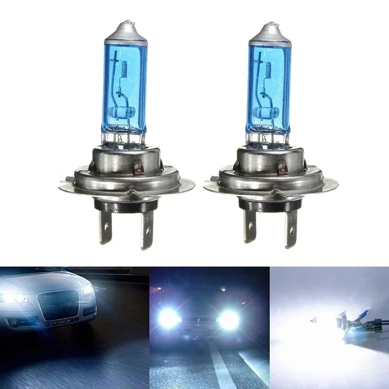 2pcs 6000k Super Bright White H7 Halogen Bulb 12V Car HeadLight Bulb h7 55w 100w Halogen Lamp Car HeadLight Replacement Bulb