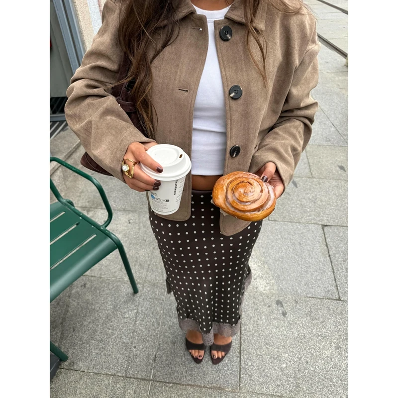 Combhasaki 女性夏エレガントなシルキー Y2k ヴィンテージドットプリントシアーフローラルレーストリム裾パッチワークサテンシルク A ラインロングスカート