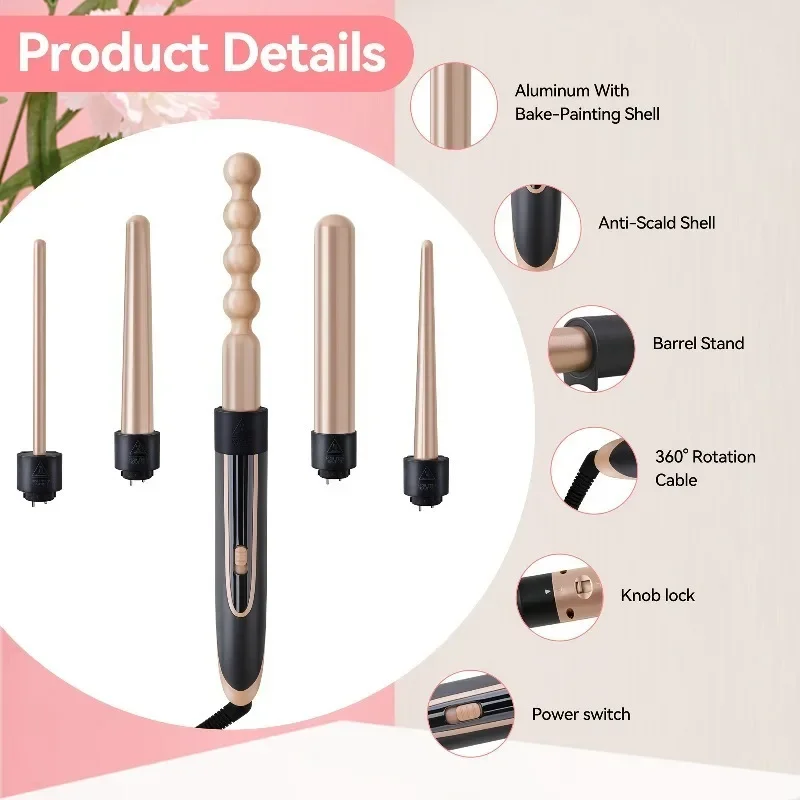 Hair Curling Wand 5in 1 Hair Curlers Iron Set 0.4