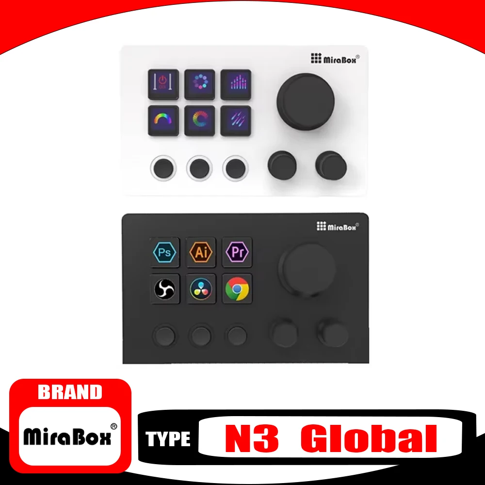 Mirabox N3 Streamdeck Visual Mini Keyboard Three Multifunctional Knob 12Key Button Living Desk Controller For Mac/Win Decoration