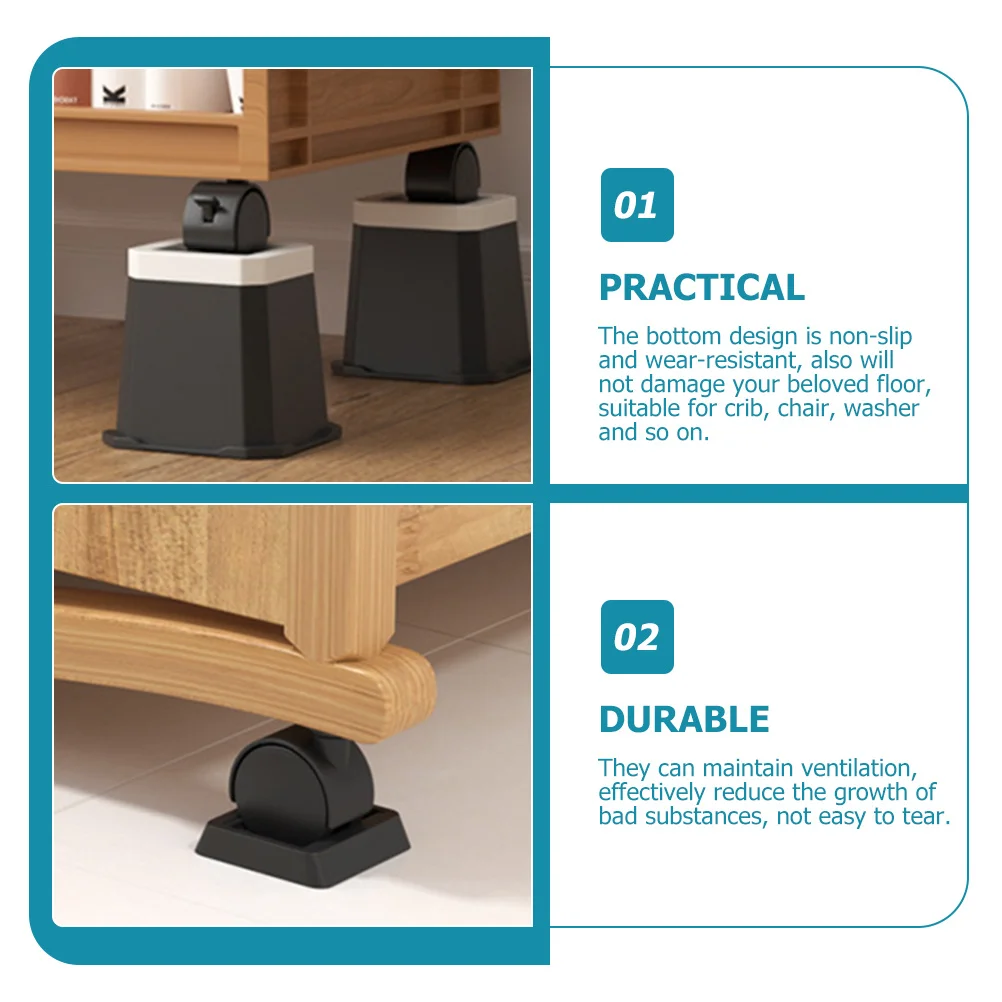 

4pcs Furniture Leg Floor Protectors Non-Slip Waterproof Chair Pads For Hardwood Floors Washing Machine Crib Bed Stoppers