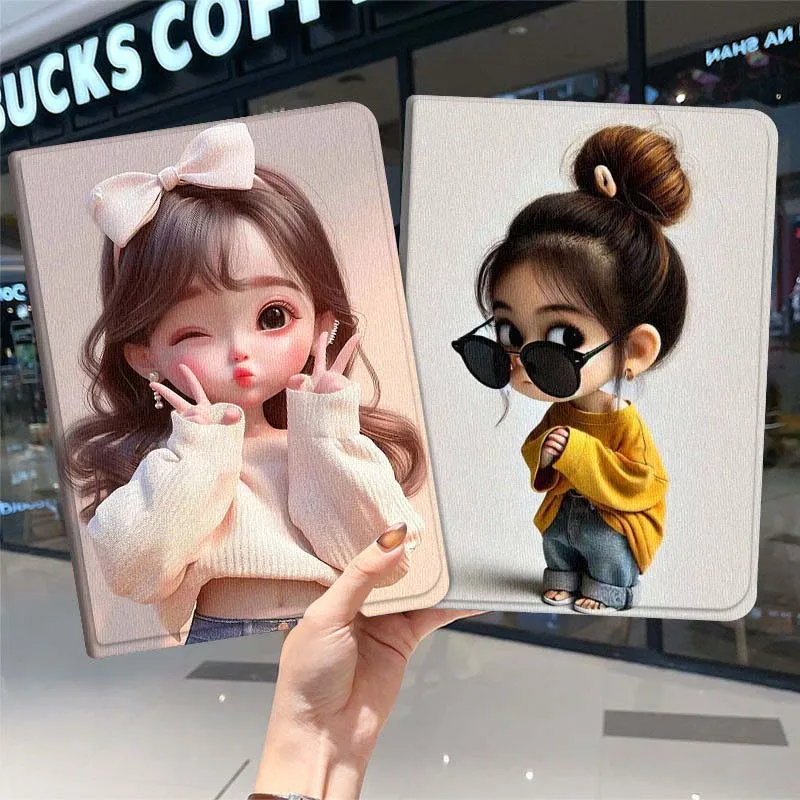 

Cute cartoon girl design Cover For iPad Pro Air Mini 1 2 3 4 5 6 7 7th 8th 9th 10th 11th 10.2 9.7 10.5 10.9 11 Tablet Case