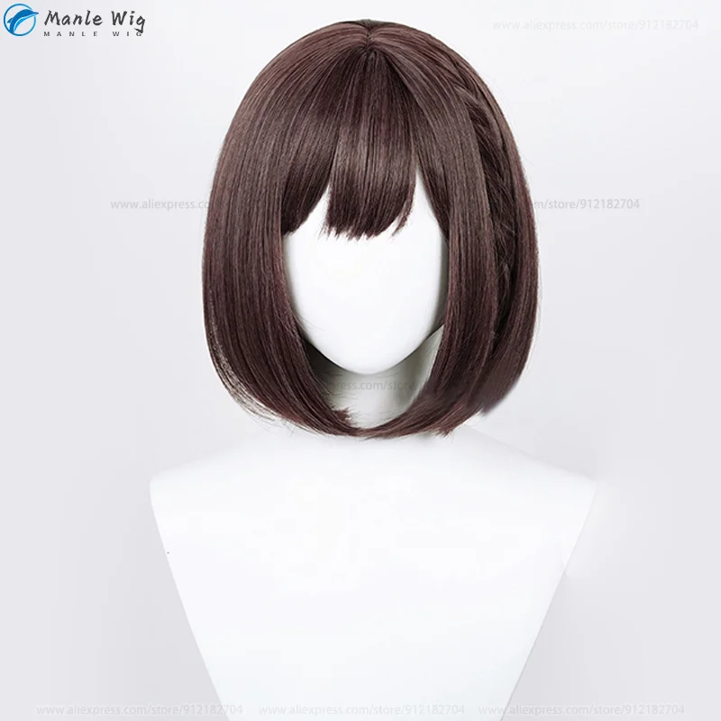 Anime Shinonome Ena Peruca Cosplay para Mulheres, Alta Qualidade, Perucas Bobo Marrom, Trançado, Resistente ao Calor, Cabelo Sintético, Boné, 30cm