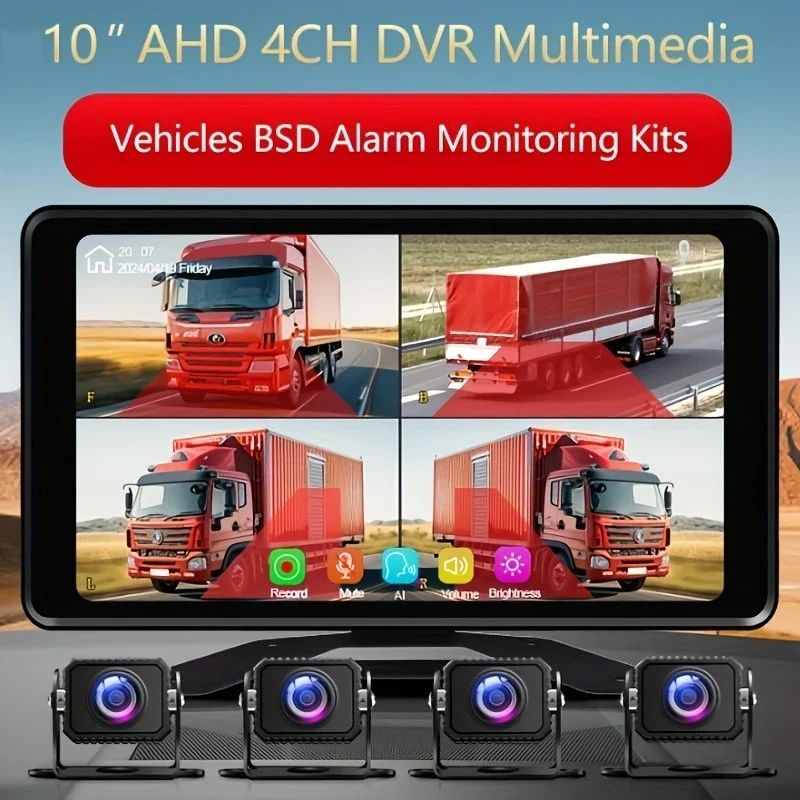 10 Inch Car DashCam 10ch Touch Screen Vehicle Bus DVR Recorder 1080P AHD MP5 Smart Blind Spot BSD Alarm Back Up Cameras M109