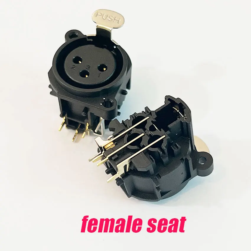 1pcs XLR 3 Pin  Female Socket Connector Square Shape PCB Panel Mount Chassis 3 Pole XLR Adapter