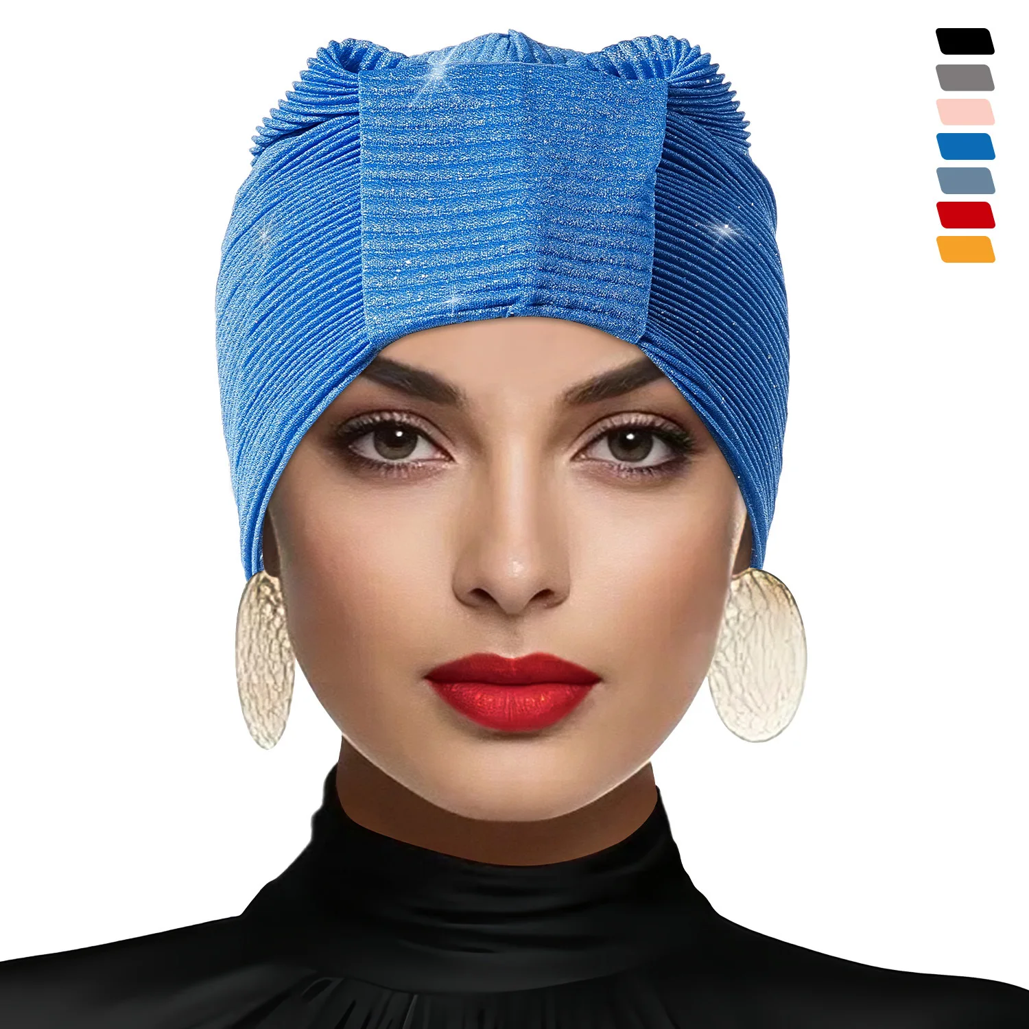 

Новые дышащие блестящие шапки-тюрбаны, хиджабы, женские эластичные повязки на голову, плиссированная шапка-бини, мусульманская женская готовая к ношению хиджаб, шапка-тюрбан