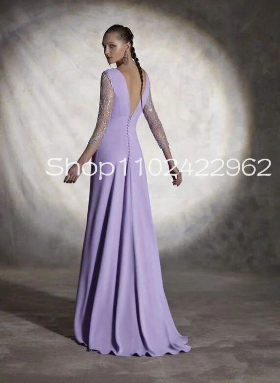 Lilac Lavender Long Sleeve Jumpsuit Mother of The Bride Dresses with Oveskirt Lace chiffon Godmother outfit pant suit