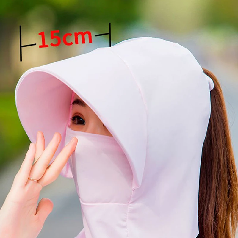 Summer Ice Silk Hats For Women Sun Hat With Breathable Suncreen Outdoor Bicycling Beach Cap Visor Wide Brim Anti-UV Sunhat