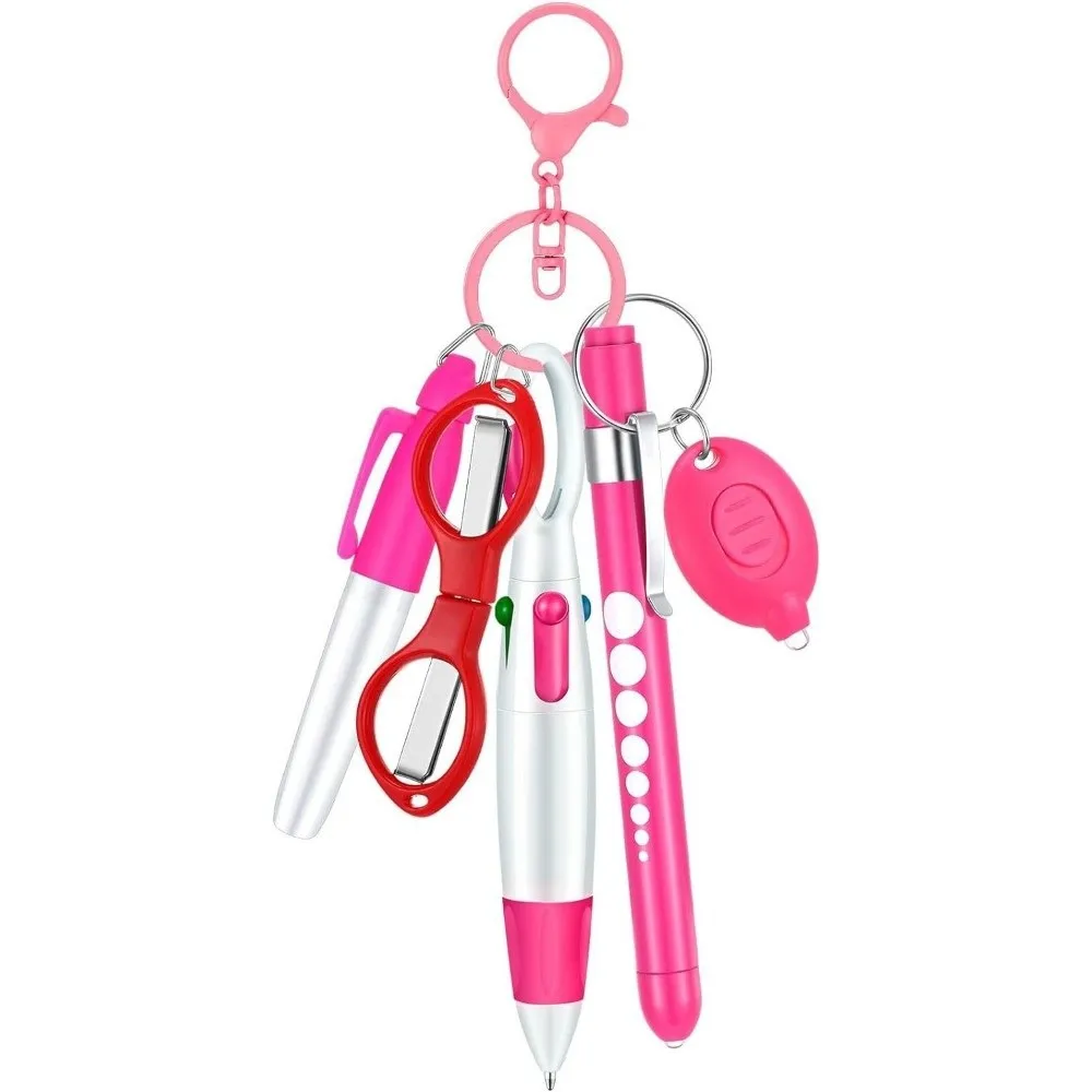 6-in-1 Multifunktions-Einziehstift-Set mit Taschenlampe, faltbarem Ausweishalter, Ausweisrolle, Schlüsselanhänger, Permanentmarker für Ärzte und Krankenschwestern – Detail 6