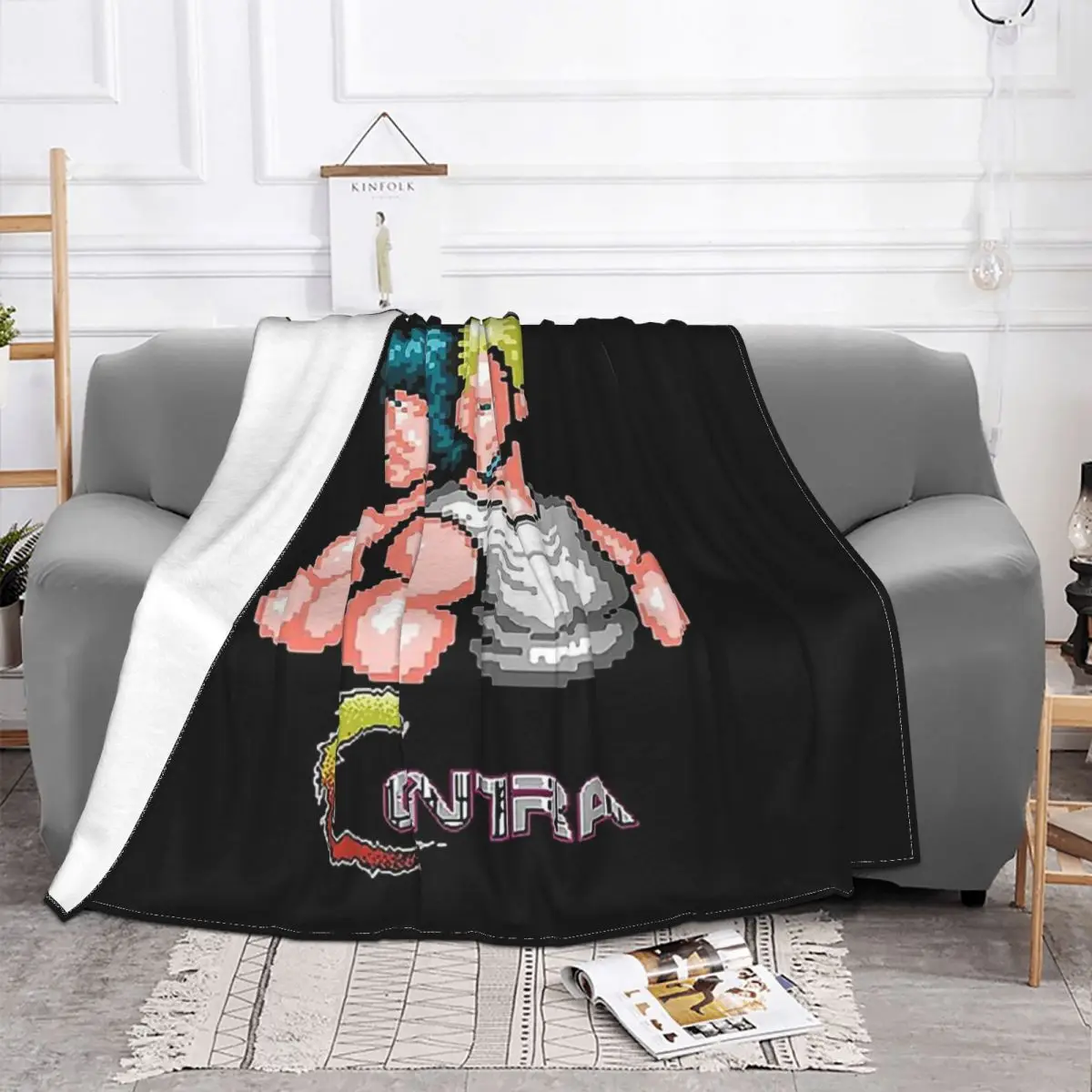 Bill Razer And Lance Bean Game Contra Blanket Plush Autumn/Winter Cute Thin Throw Blankets For Sofa Plush Thin Quilt