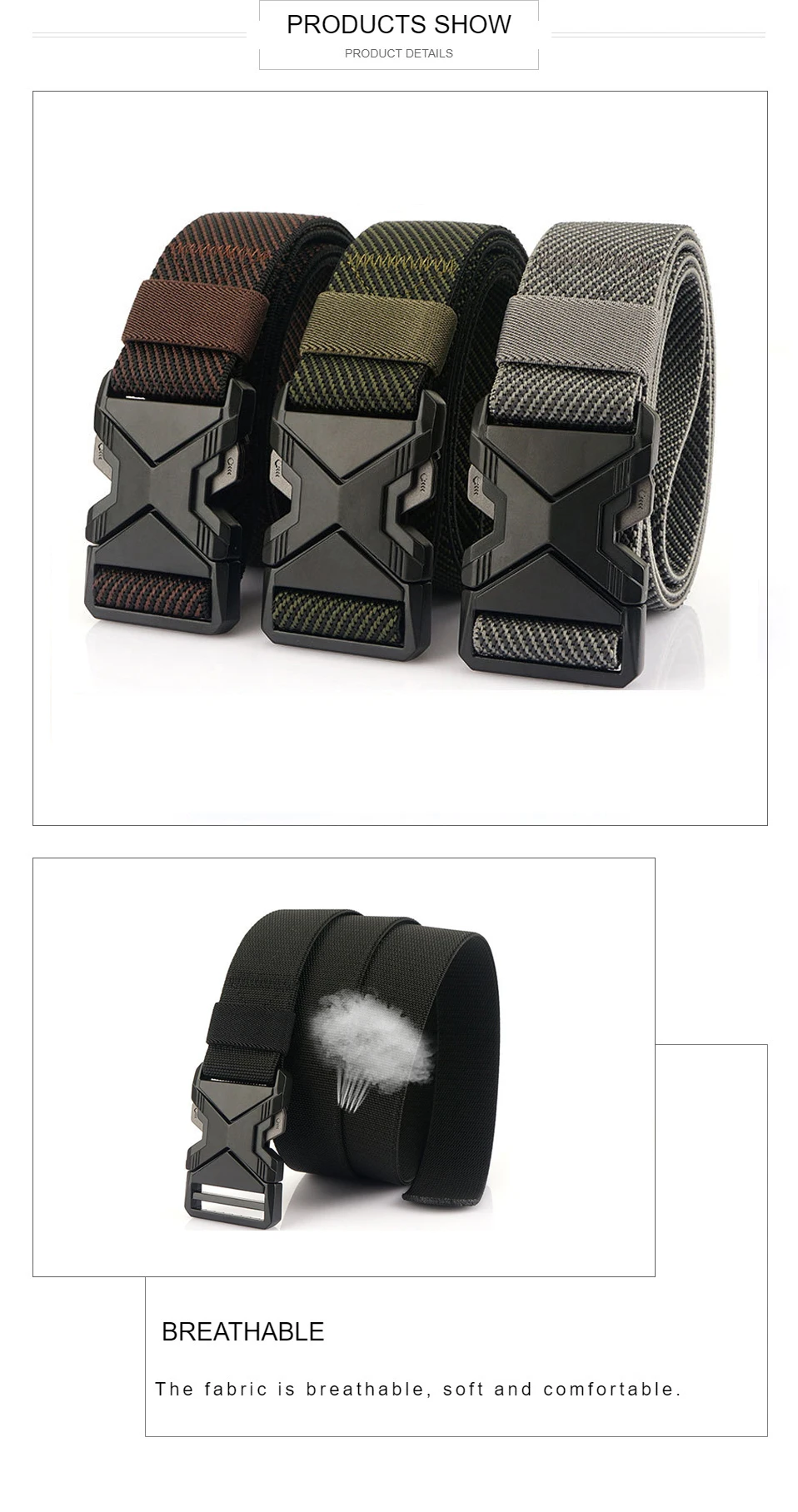 New Quick Release Metal Pluggable Buckle Tactical Belt Breathable Elastic Military Belts For Men Stretch Pants Waistband Hunting