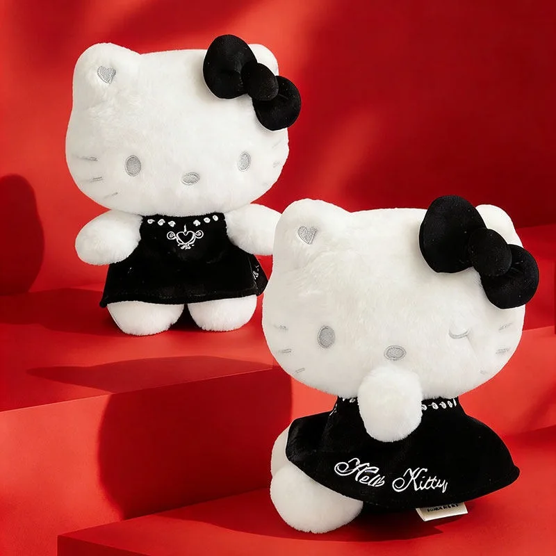 

Оригинальный плюшевый брелок Sanrio Hello Kitty в темном стиле, милая мягкая игрушка-кошка, кавайный кулон для сумки, украшение для девичьей сумочки