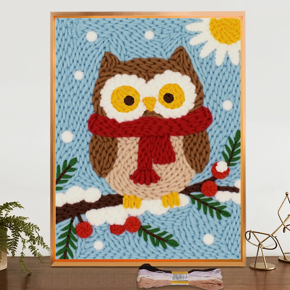 

Diy Punch Needle Embroidery Kits Cartoon Owl Patterns Embroidered Kit Cross Stitch Kits Christmas Gift Embroidery Art Crafts