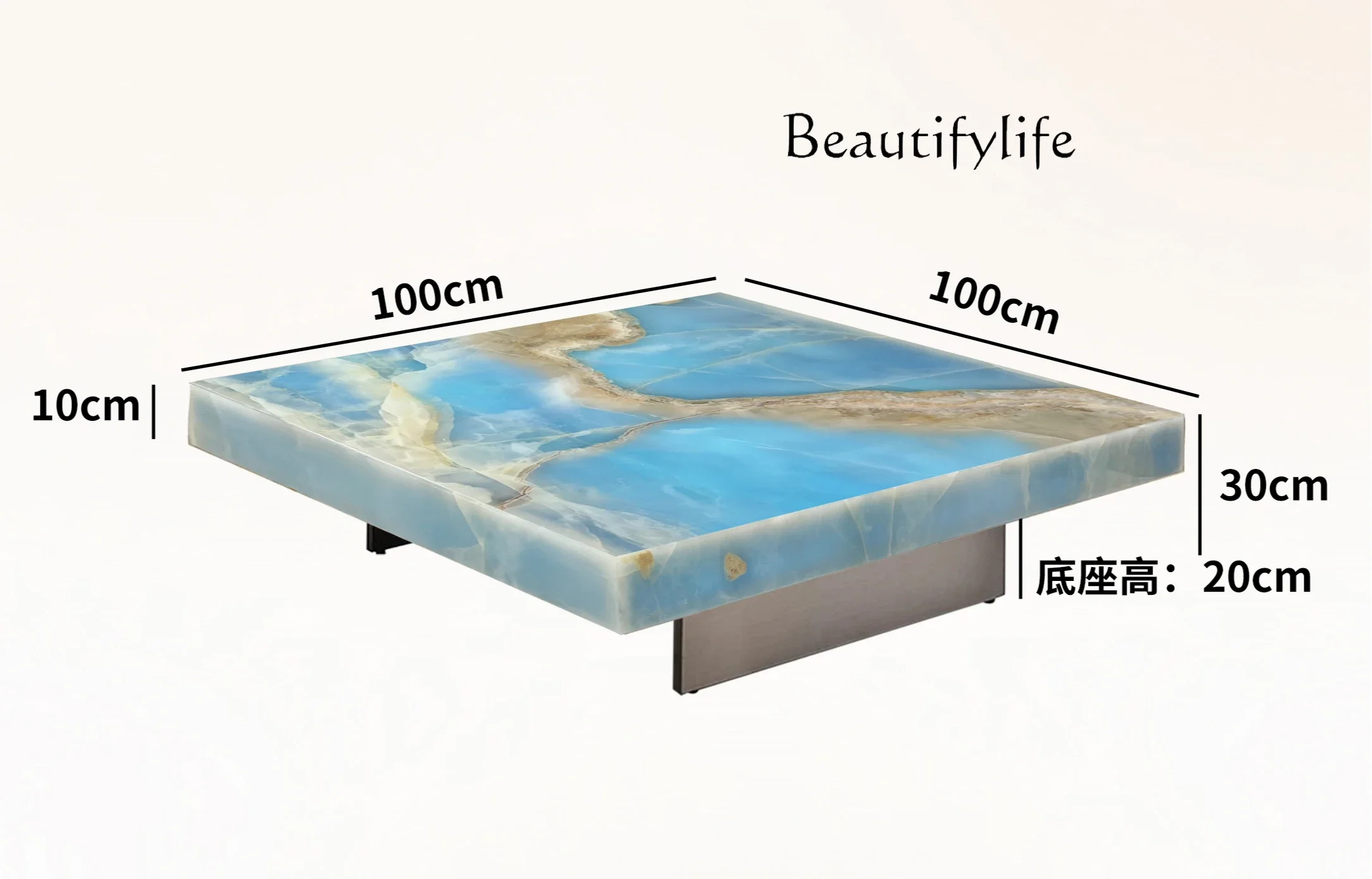 طاولة قهوة مربعة مضيئة من اليشم لغرفة المعيشة فيلا من الرخام للمنزل البني الراقية #4