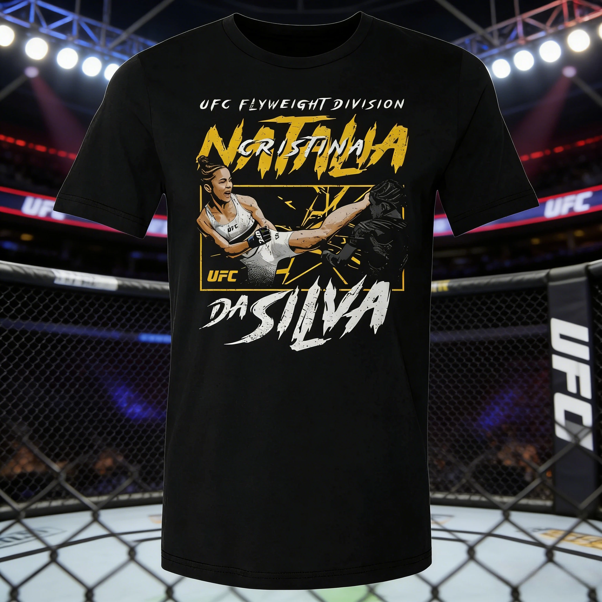 

2026 Summer UFC Natalia Silva Fighting Graphic T-shirt Women Sports Cotton Short Sleeve Loose Leisure Fitness Shirt Unisex