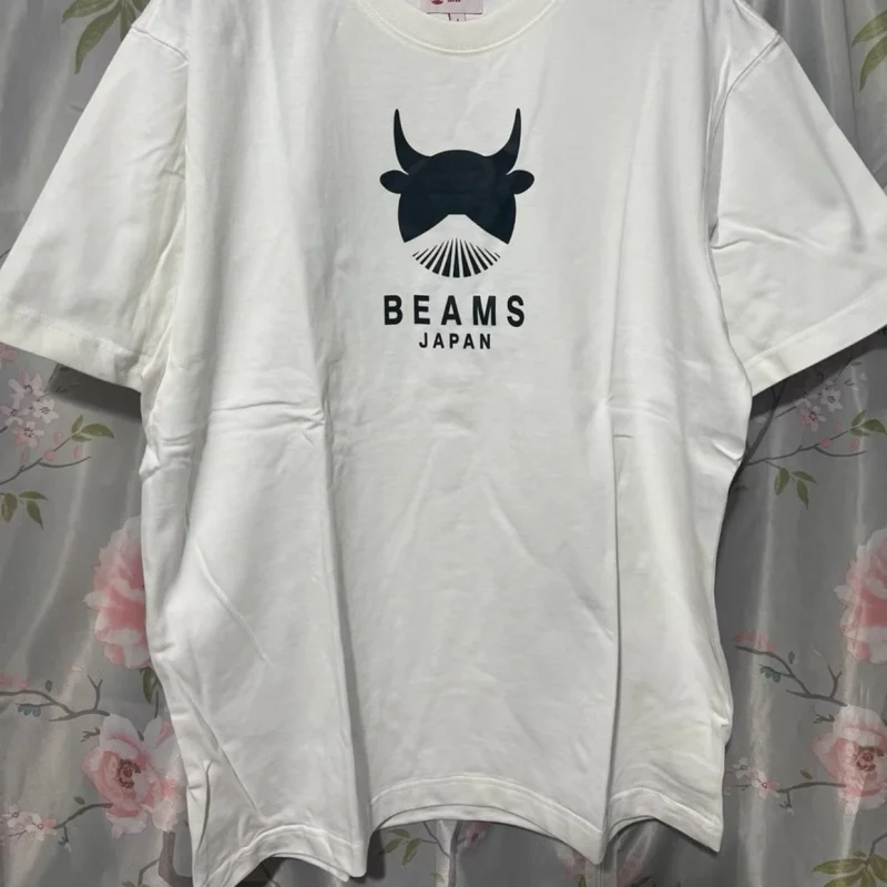 

Street Classic Cotton Beams Short Sleeve Cow Horn Silhouette Print Letter Logo Tshirts Summer Comfortable Casual Men Women Tops