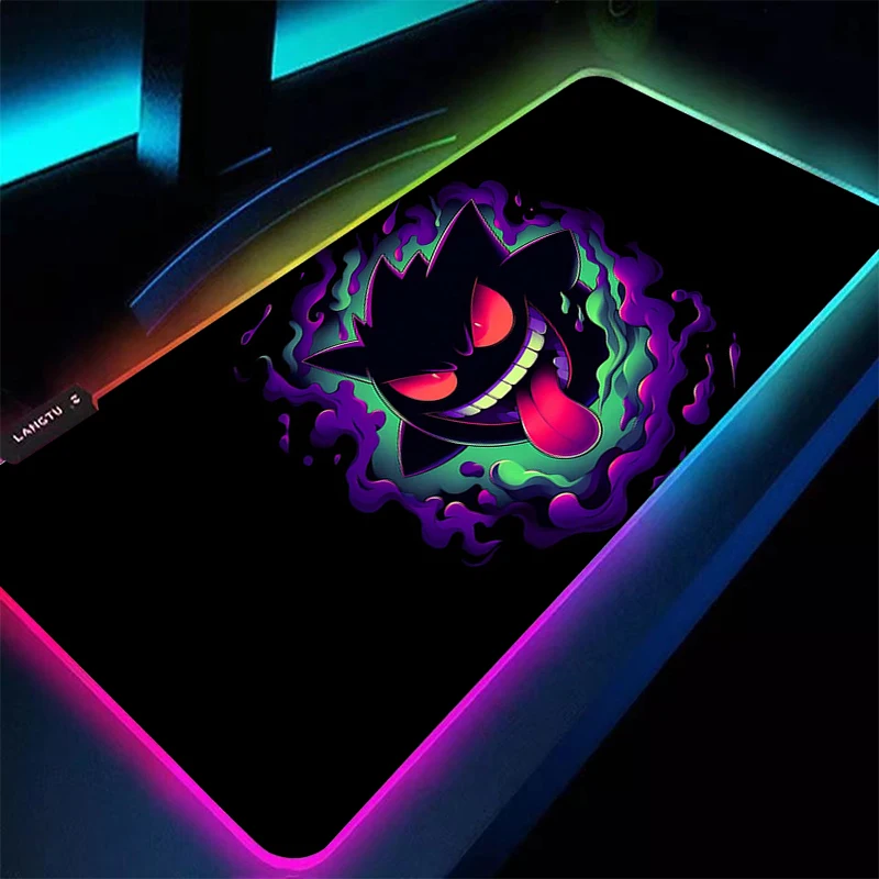 

90x40cm RGB Mouse Pad Computer Speed type carpet mat for e-sports players Laptop Keyboard Pokemon Gengar LED Mousepad Desk Mat