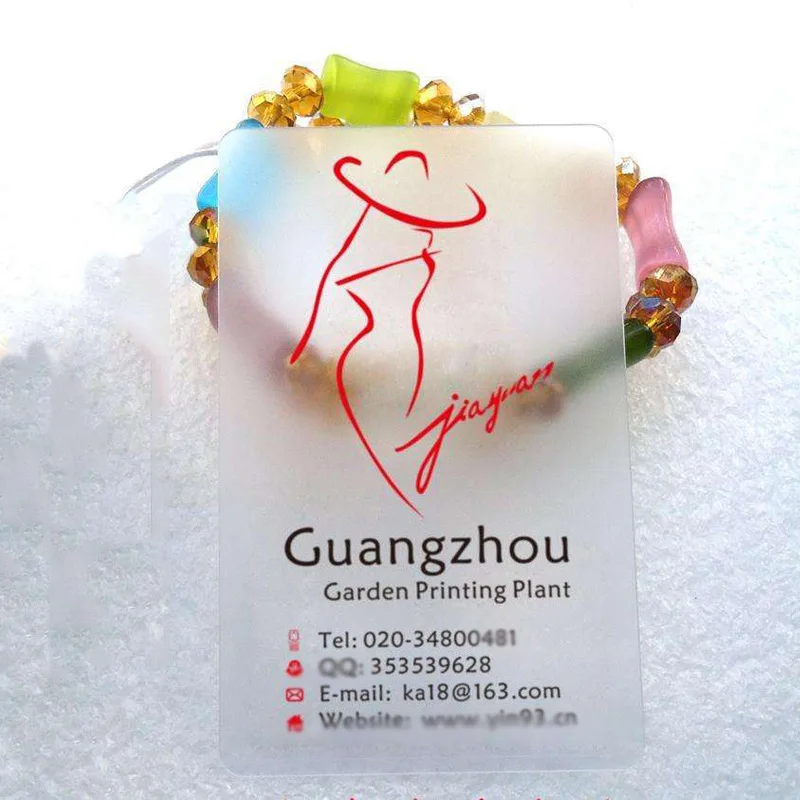 

Customized Transparent PVC Business Cards One Side Printed Waterproof Clear Logo with Your Own Design