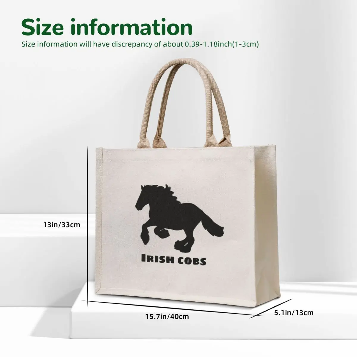Black Irish Cob Silhouette Tote Bag Canvas shoulder bag tote bags aesthetic custom tote bag Big