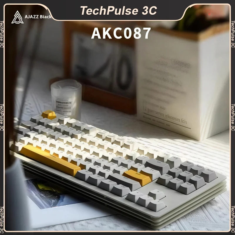 Ajazz Akc087 Tri Mode Wireless Mechanical Gaming Keyboard RGB Backlit for PC Laptop Mac with Ergonomics Hot Swap Bluetooth