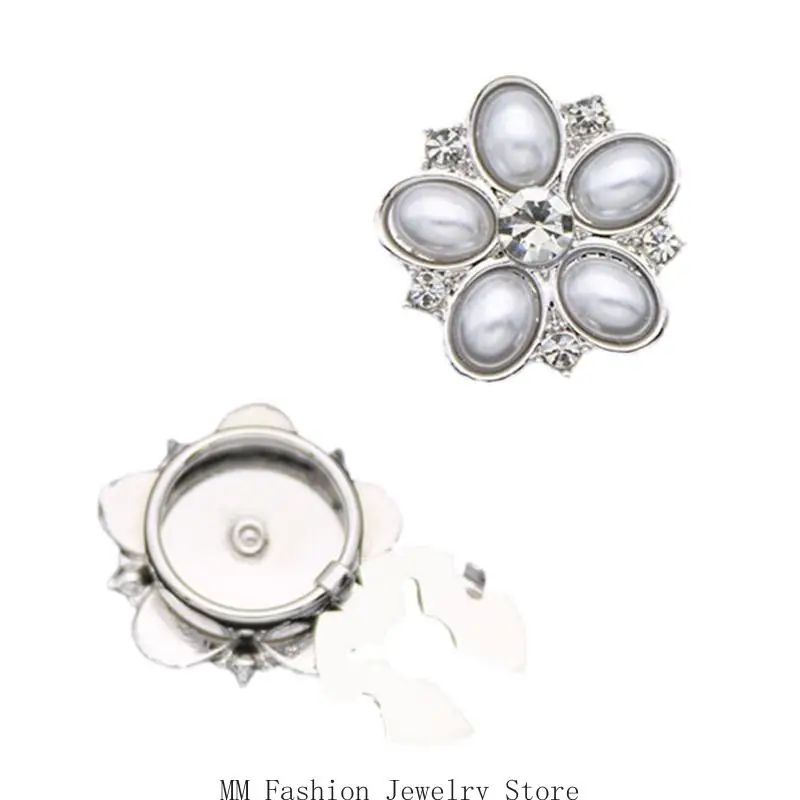 

D0UB Rhinestones Flower Button Cover For Shirt Elegant Cuff Button Detachable Sleeve Button Accessories for Formal Outfit