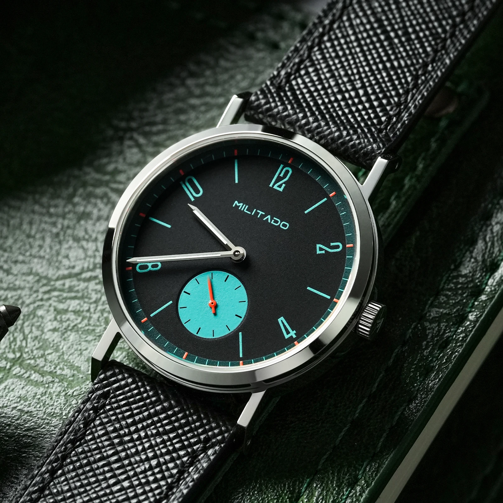 Militado ML27 Classic Automatic Watch 36mm Seagull ST1701 Hand Winding Movement Sapphire Glass BGW9 Luminous Leather Band