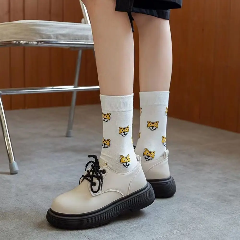 Fashion Dog Cartoon Tube Socks Duck Tiger Mid-Calf Socks Animals Outdoor Sports Ankle Short Socks Students