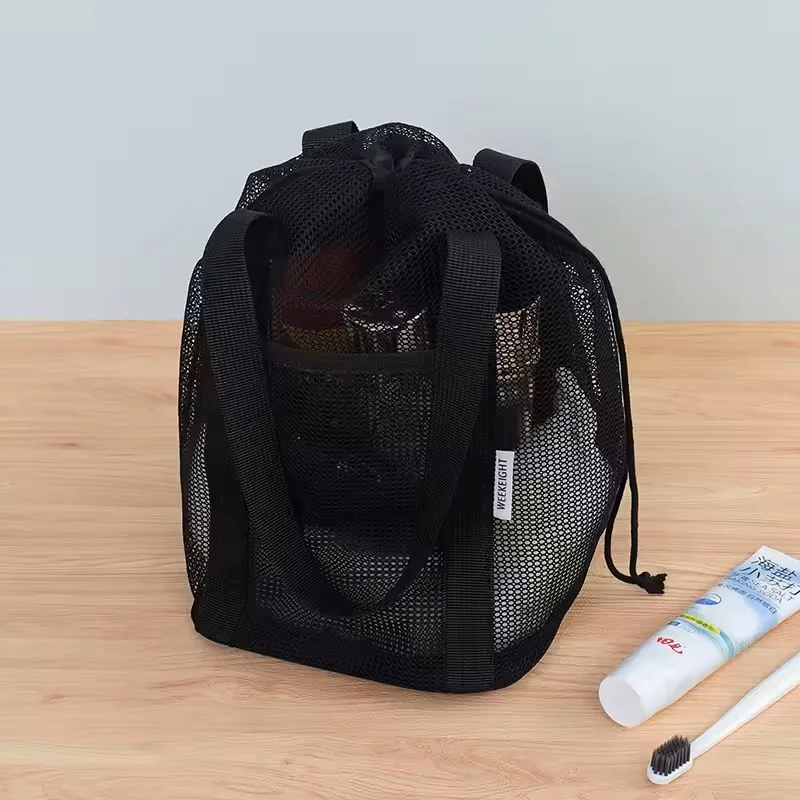Summer Large Capacity Beach Bag Drainage Storage Net Eye Bathing Towel Bag Beachside Mesh Eye Cosmetic Bag