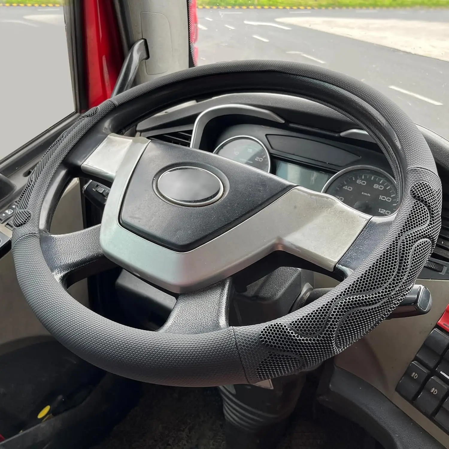 

Противоскользящий чехол на руль XL для полуприцепов, автодомов и классических автомобилей, 17,5-18 дюймов, силиконовый, черный