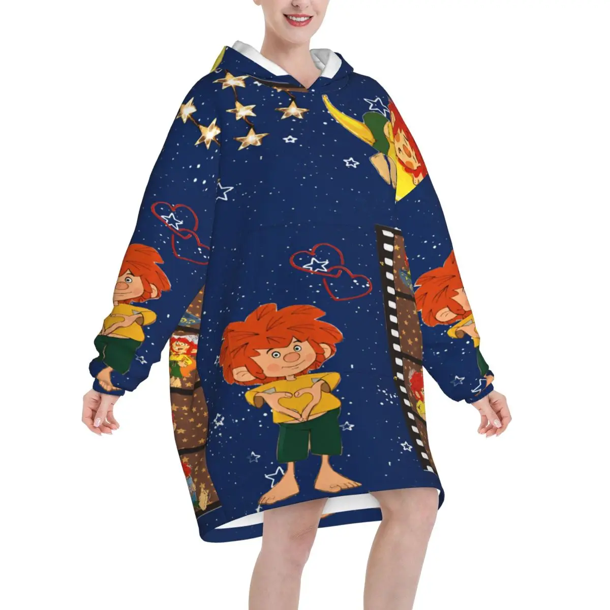 Oversized Pumuckls Drinks Beer Wearable Blanket Winter Gifts for Women Men Ultrasoft Plush Warm Sweatshirt Blankets With Pocket