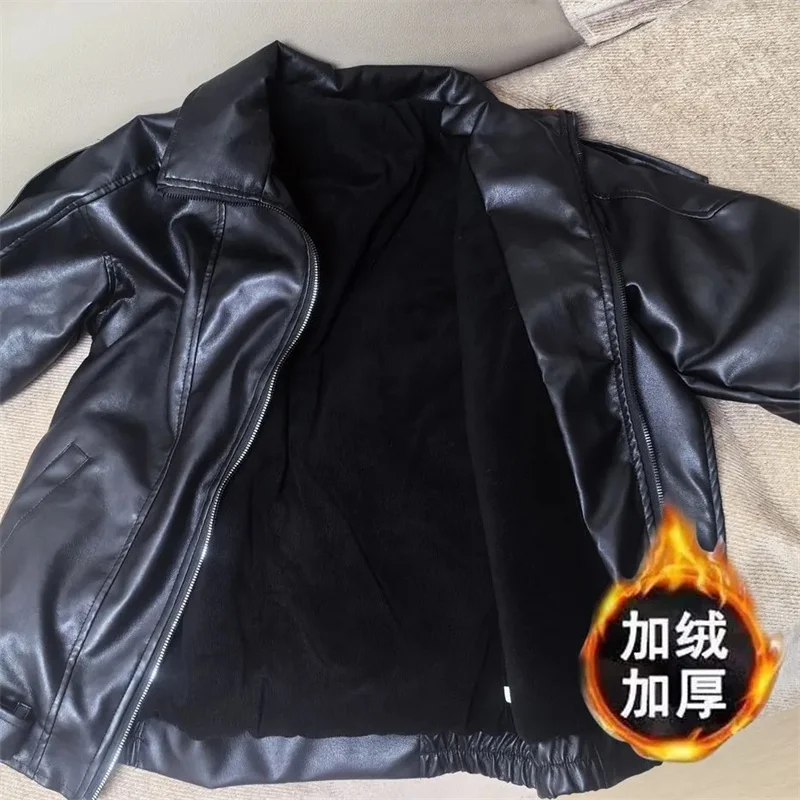 Giacca da donna in pelle a maniche lunghe autunno donna coreana cappotto casual in pelle PU inverno moda femminile addensare capispalla in ecopelle