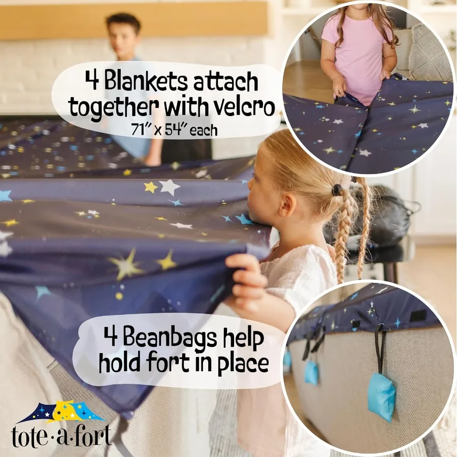 トートアーフォート スターリー XL ブランケット フォート ビルディングキット 4枚入りブランケット TOTEAFORT おもちゃ ポータブルプレイハウス プレイテント 男の子 女の子用