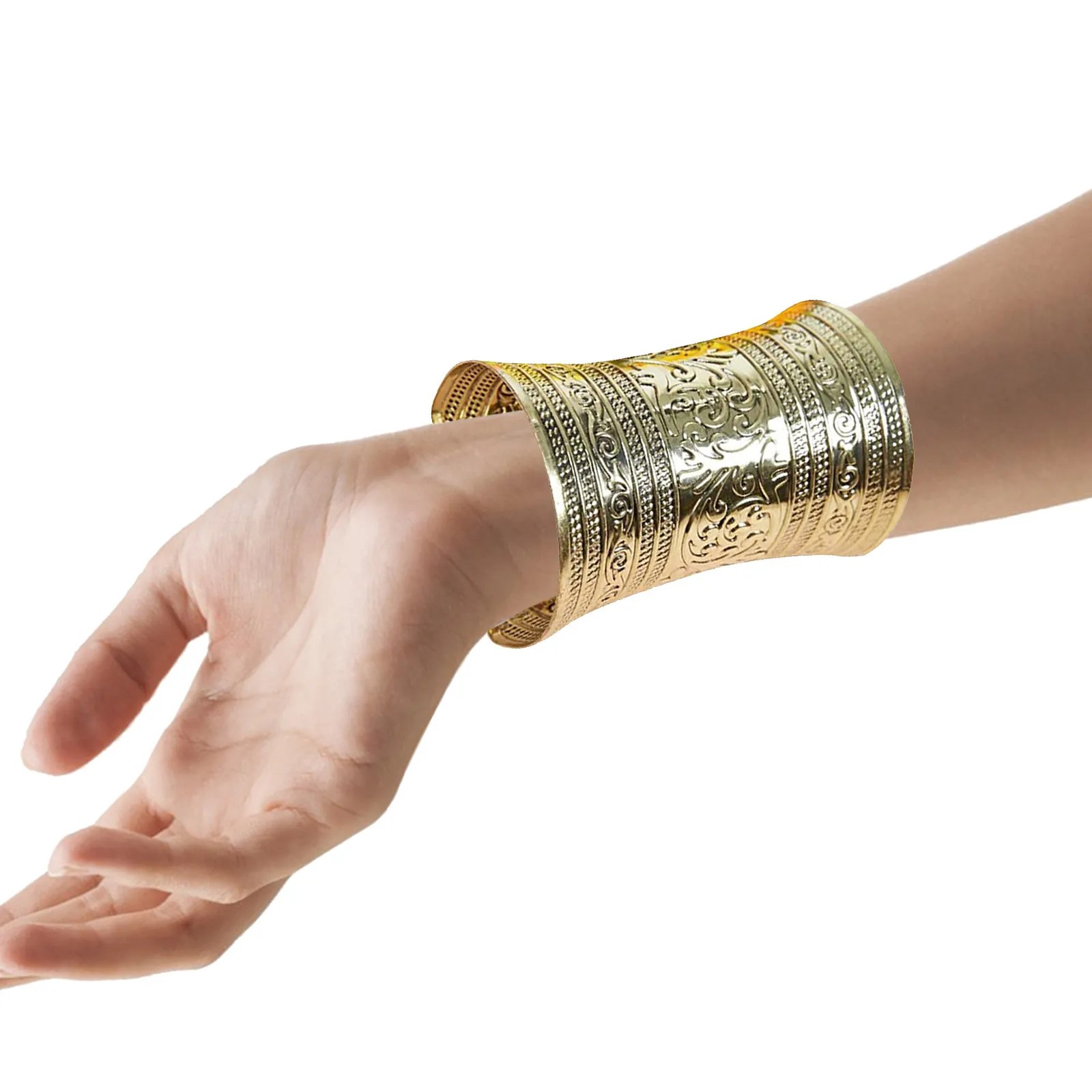 

Golden Tribal Arm Cuff Bracelet Alloy Minimalist Statement Cuff for Women Upper Arm Belly Dance Party Cosplay Festival Wear
