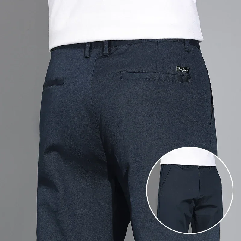 Pantaloni casual da lavoro nuovi da uomo in cotone 98% Pantaloni slim elastici dritti sottili Pantaloni comodi da uomo alla moda Nero Grigio Cachi