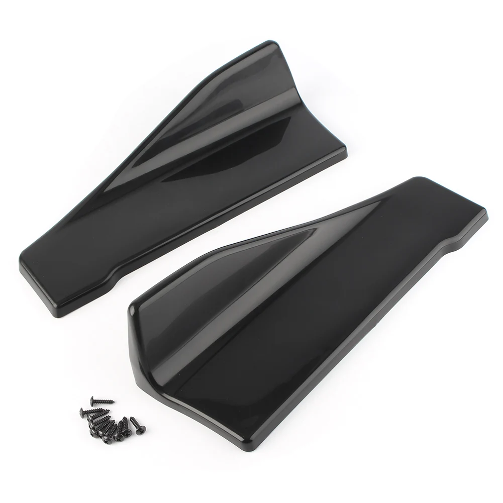 2Pcs 48cm Universal Rear Side Skirt Bumper Lip Skid Scuff Scrape Protector Strip Spliter Glossy Black Car Accessories