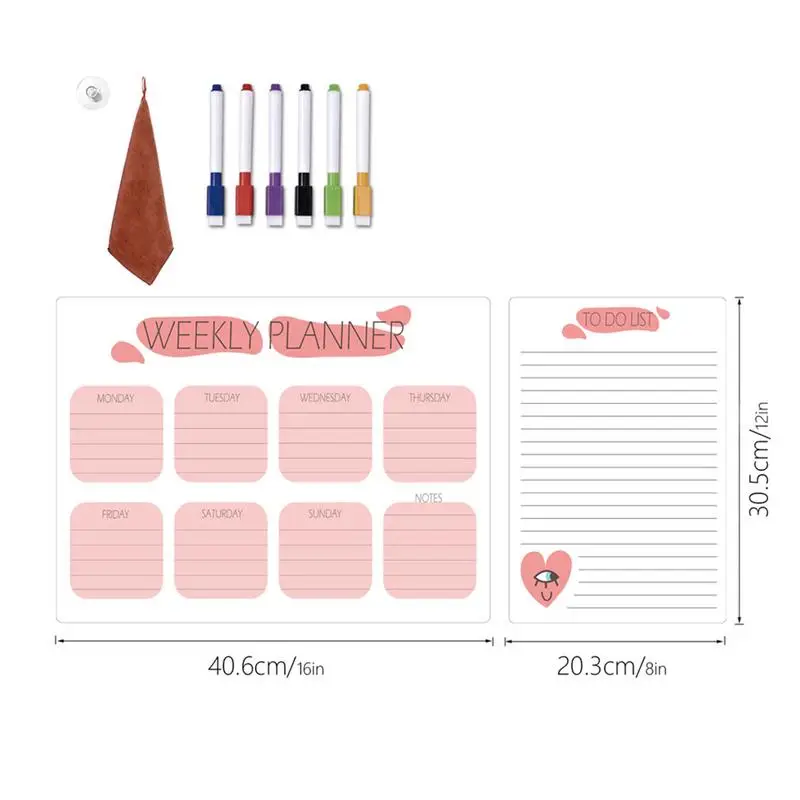 Blocco note con magnete per frigorifero impermeabile per fare la lista Planner bacheca con 6 penne magnetiche per elenchi di generi alimentari elenchi di cose da fare