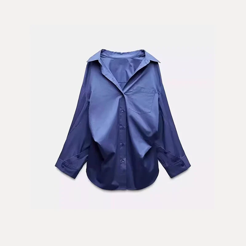 Z Women's Loose Batwing Sve Striped Collar Long Sve irt Spring New Sle Top Polyester Fiber Ladies Premium