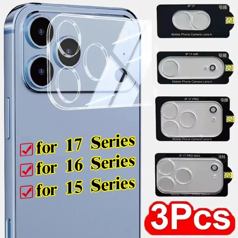 3PCS Tempered Glass Camera Lens Protectors for iPhone 17 ProMax/17 Pro/17/16/15 Air Clear Anti-scratch Lens Protective Films
